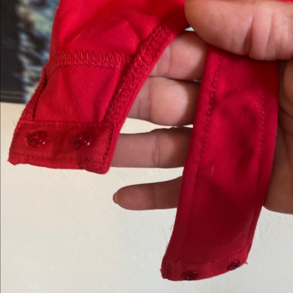 Free People Red 3/4 Sleeve Cut Out Bodysuit - Picture 6 of 7